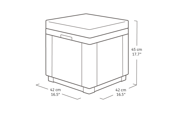 Cube Aufbewahrungstisch 42x42x39cm - Grau Lux
